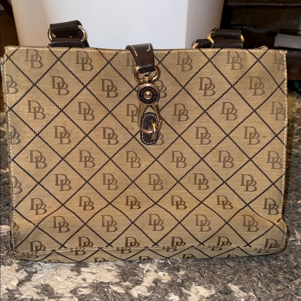 Dooney and Burke Monogrammed shoulder bag with Dark Brown Handles